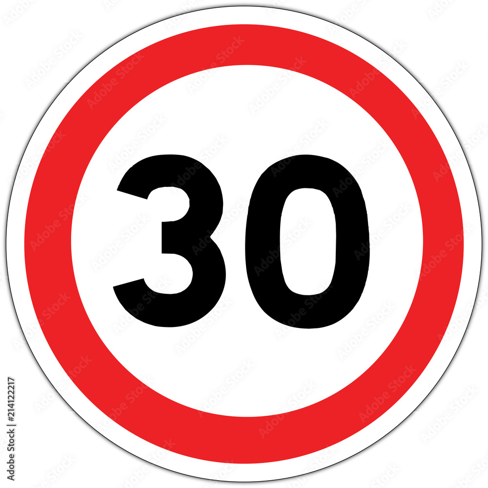 Panneau routier en France : limite de vitesse à 30 km/h (trente kilomètres par heure)