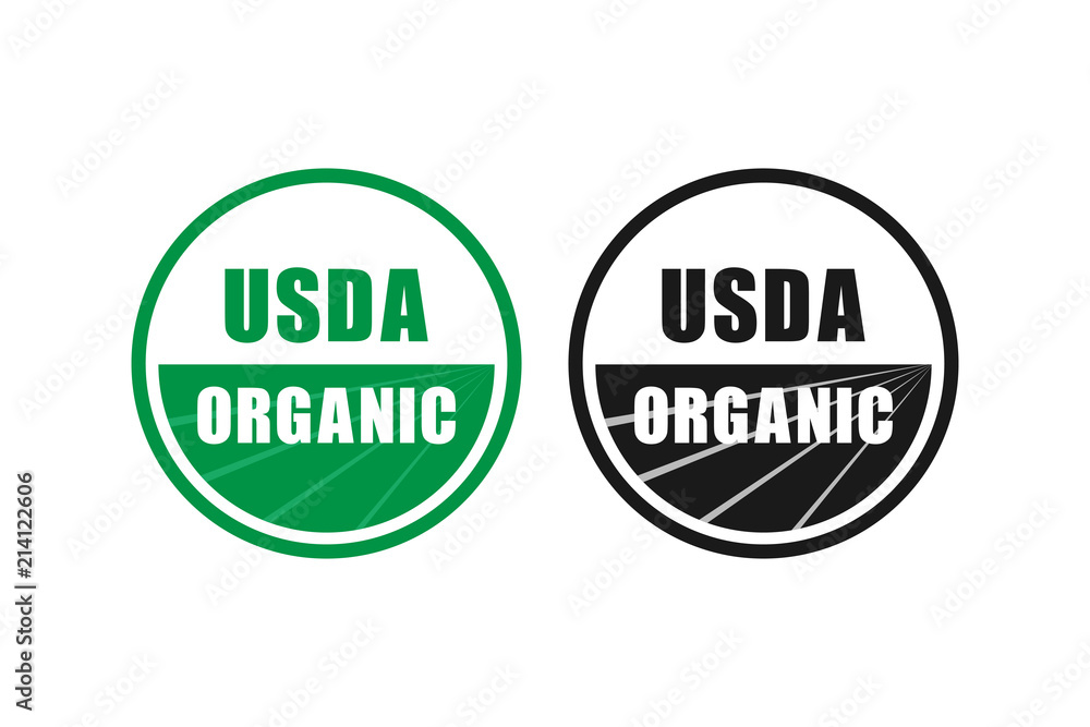 usda organic certified stamp symbol no gmo vector icon - obrazy, fototapety, plakaty 
