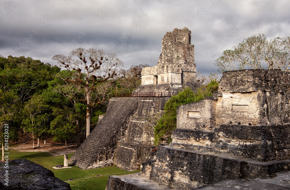 Tikal, Mayan Ruins, Main Plaza, North Acropolis and Temple II , Guatemala