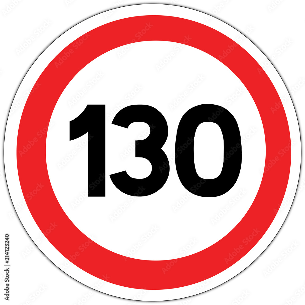 Panneau routier en France : limite de vitesse à 130 km/h (cente trente kilomètres par heure) Panneau routier en France : limite de vitesse à 130 km/h (cente trente kilomètres par heure)