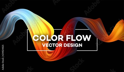 Modern colorful flow poster. Wave Liquid shape in black color background. Art design for your project. Vector illustration