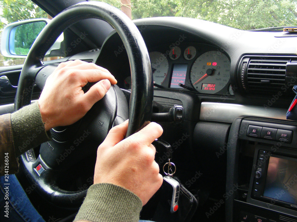 Conceptual picture about the driver and road, driver in his car or van