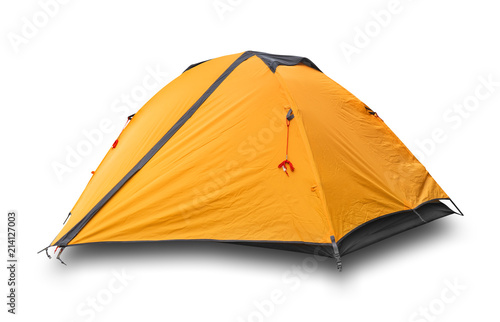 Orange closed tourist tent