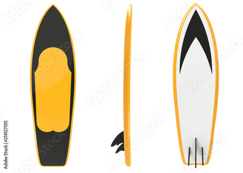 3d render of surfboard isolated on white background