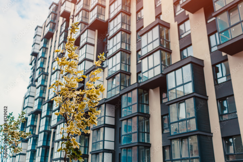 Fototapeta premium New multi-storey residential building. Modern house