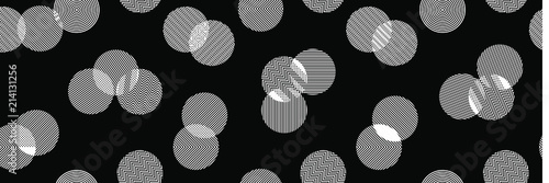 Abstract Black and White Geometric Pattern with Stripes and Circles. Optical Psychedelic Illusion. Wicker Structural Texture