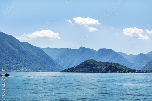 Lago Maggiore in Italy and Alps in the Background.Lake in North of Italy  © boryanam