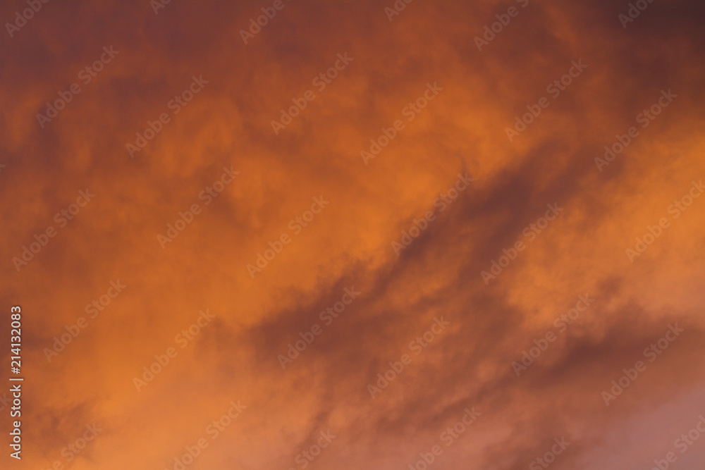 Close up of vibrant clouds during a summer sunset