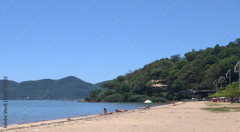 The quiet sandy beaches of Praia de Fora Palhoça Santa Catarina Brasil..
