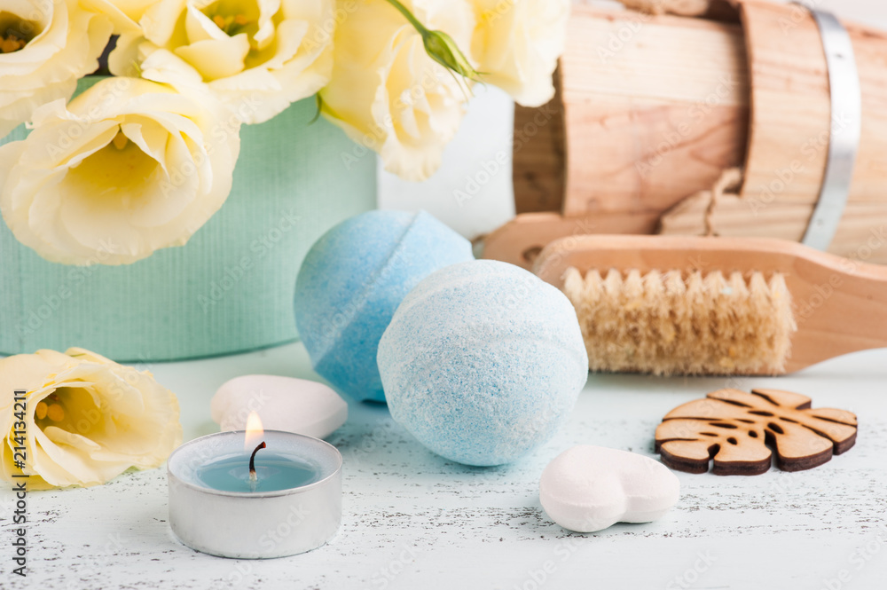 Spa background with bath bombs Spa background with bath bombs