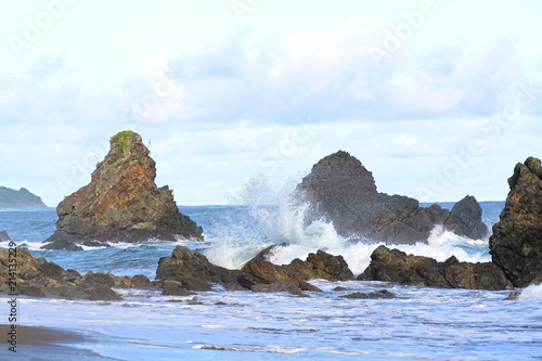 Beautiful view of a rocky beach at Pedasi, Panama photo