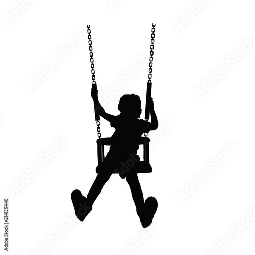 child happy silhouette on swing one