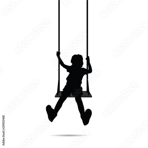 child happy silhouette on swing two