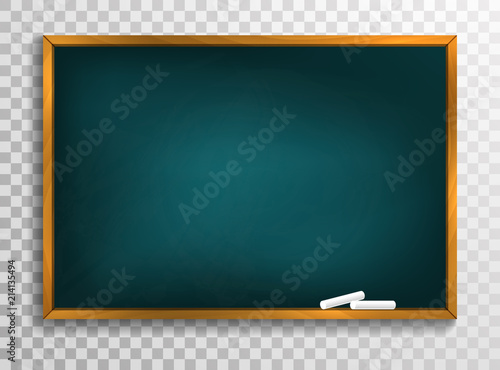 Blackboard background and wooden frame, rubbed out dirty chalkboard, vector illustration