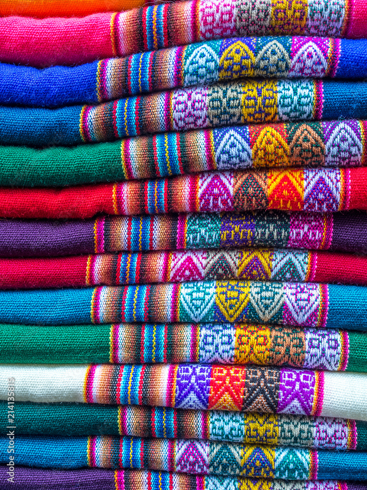 Background. Colorful alpaca scarves