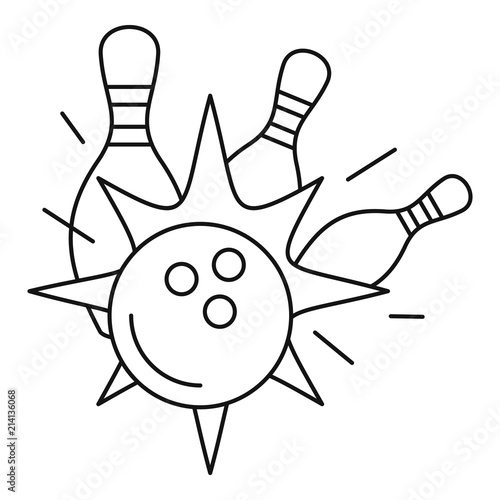 Bowling strike icon. Outline bowling strike vector icon for web design isolated on white background