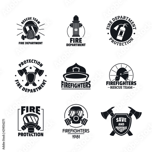 Fire fighter logo icons set. Simple illustration of 16 fire fighter vector icons for web