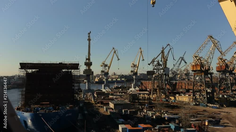 Panoramic view of the sea against the background of the fog of the morning sun and ropes with which the ship is moored Panoramic view of the sea against the background of the fog of the morning sun and ropes with which the ship is moored