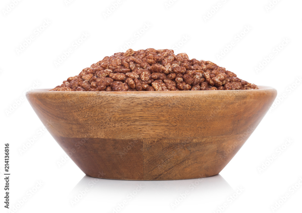 Bamboo wood bowl with organic granola cereal Bamboo wood bowl with organic granola cereal