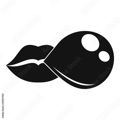Lips make gum balloon icon. Simple illustration of lips make gum balloon vector icon for web design isolated on white background