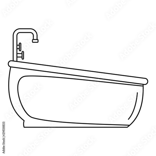 Bathtube water tap icon. Outline bathtube water tap vector icon for web design isolated on white background