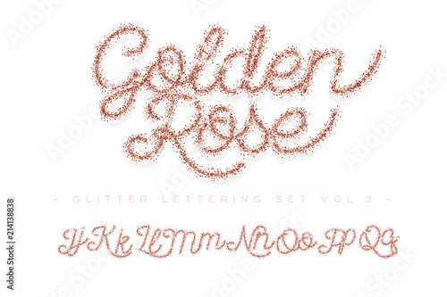 Glitter rose Gold Handwritten alphabet