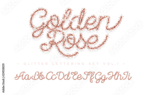 Glitter rose Gold Handwritten alphabet