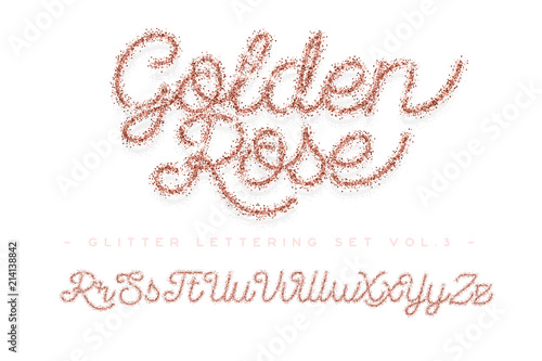 Glitter rose Gold Handwritten alphabet