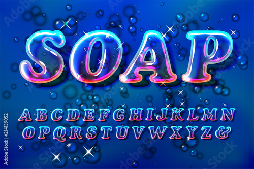 Color soap or glass bubble font