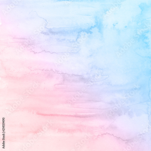 Blue and pink watercolor paint background.