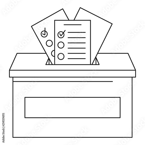 Ballot box icon. Outline ballot box vector icon for web design isolated on white background photo