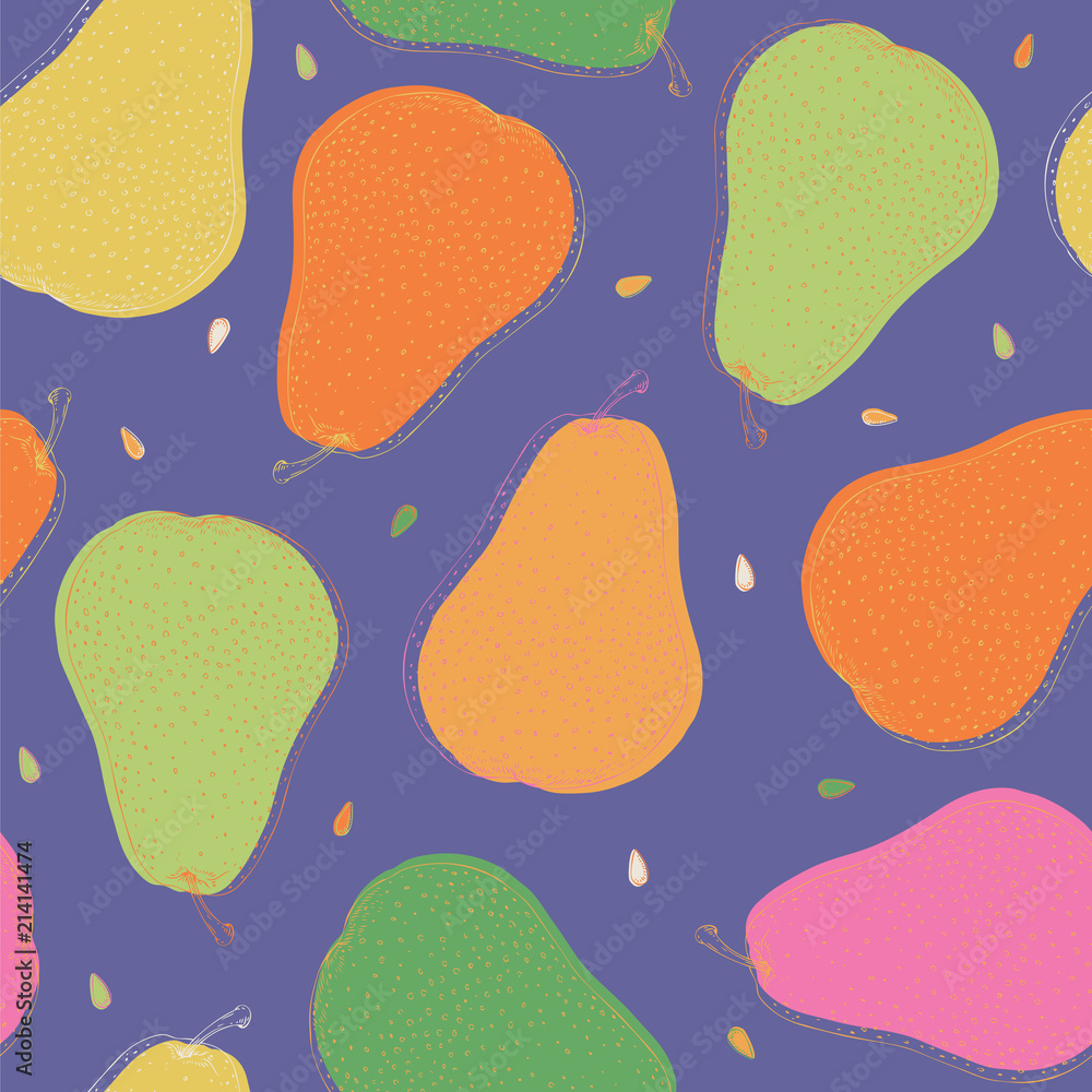 Violet Seamless Pattern with Pear