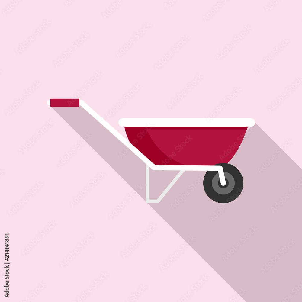 One wheel barrow icon. Flat illustration of one wheel barrow vector icon for web design One wheel barrow icon. Flat illustration of one wheel barrow vector icon for web design