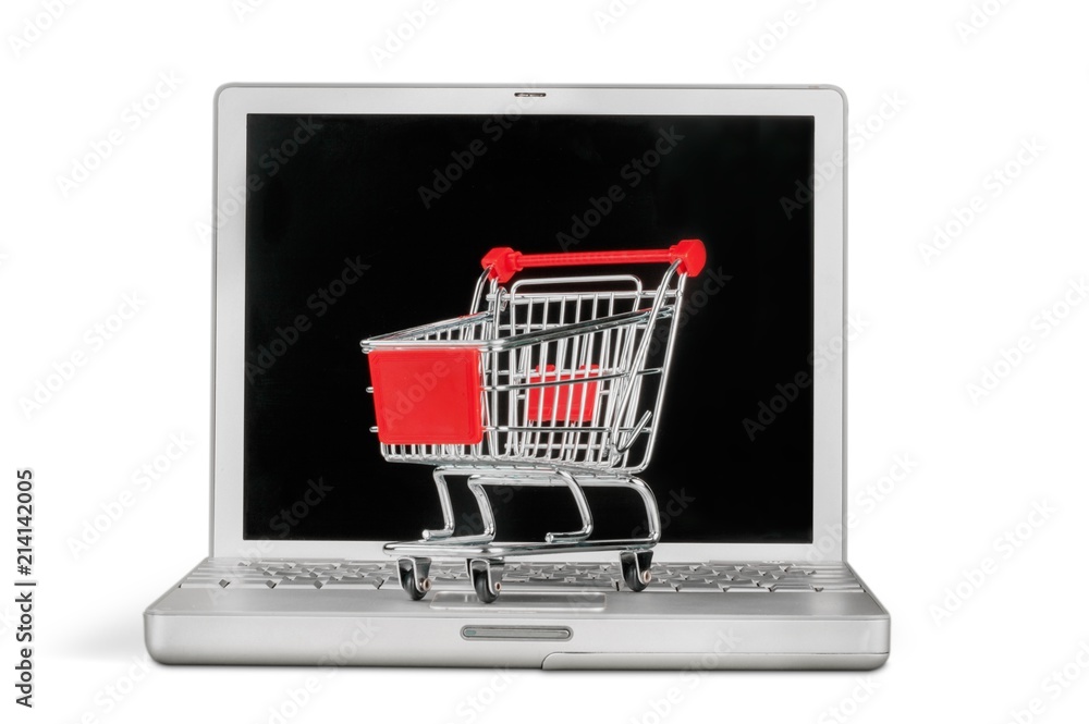 Small Shopping Cart on a Laptop