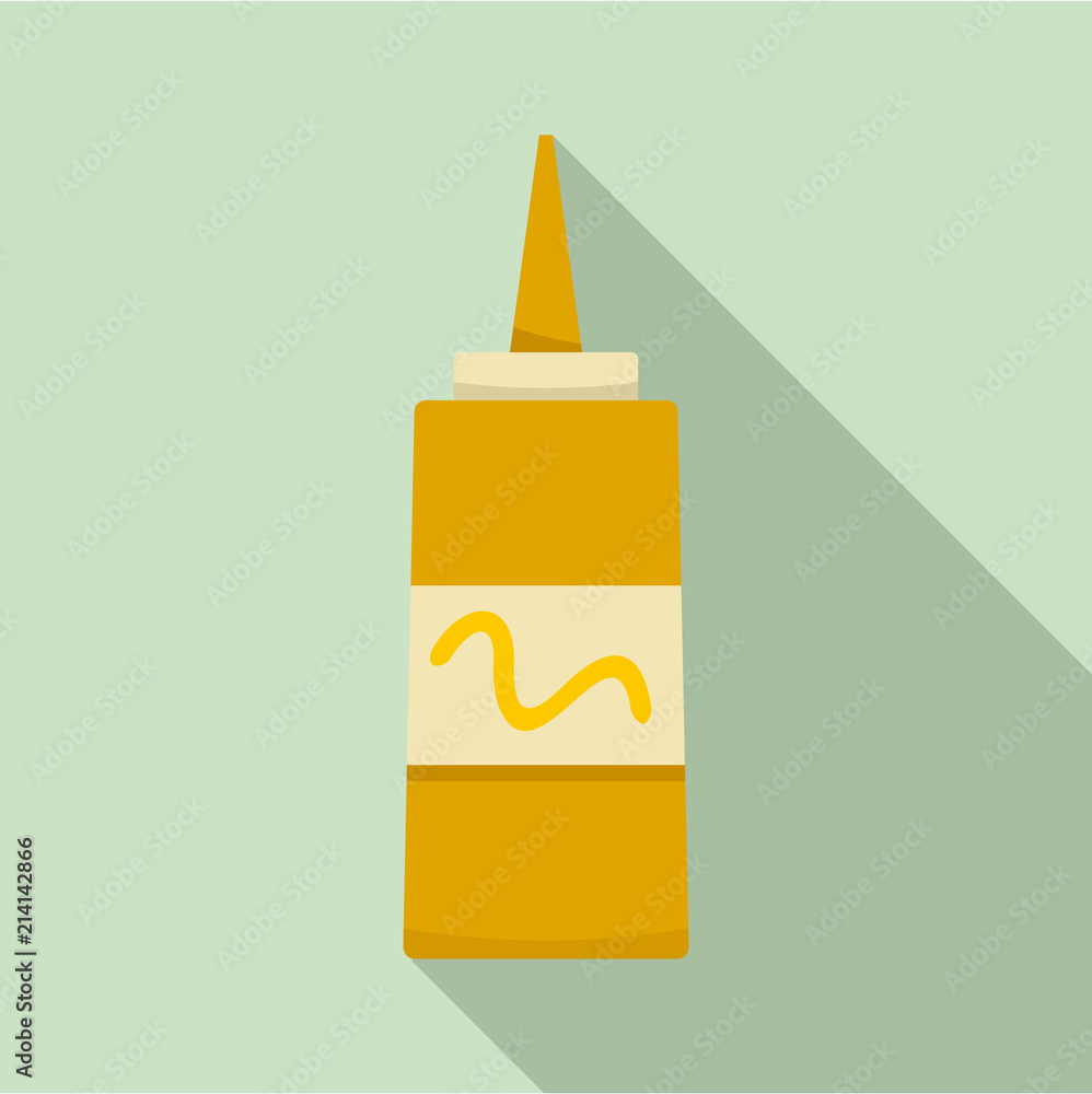 Mustard plastic bottle icon. Flat illustration of mustard plastic bottle vector icon for web design Mustard plastic bottle icon. Flat illustration of mustard plastic bottle vector icon for web design