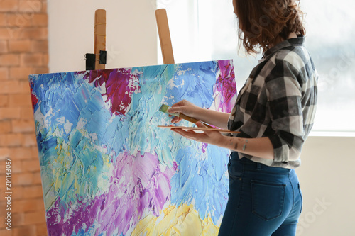 Woman Artist Painting Abstr...