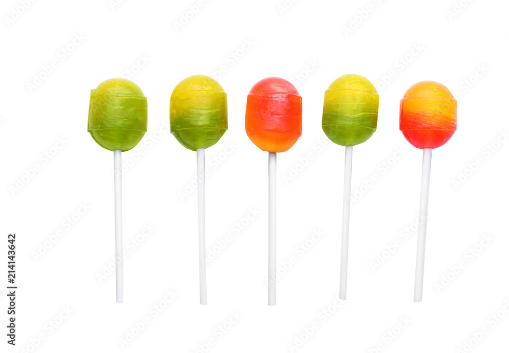 Colorful lollipops on white background Colorful lollipops on white background