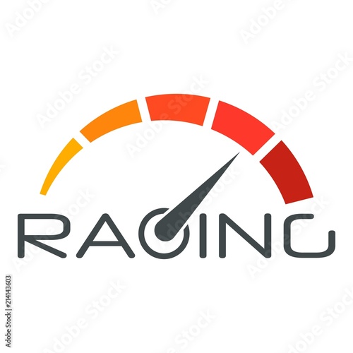 Racing speedometer logo. Flat illustration of racing speedometer vector logo for web design