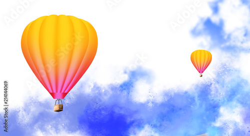 Aerial flying balloons in abstract sky