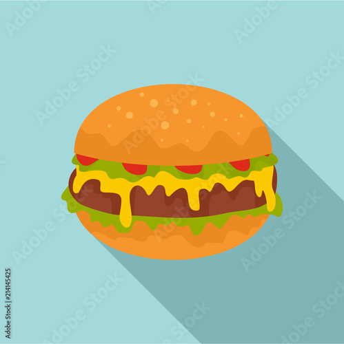 Cheeseburger icon. Flat illustration of cheeseburger vector icon for web design