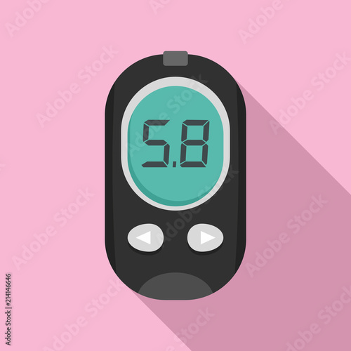 Blood glucose meter icon. Flat illustration of blood glucose meter vector icon for web design
