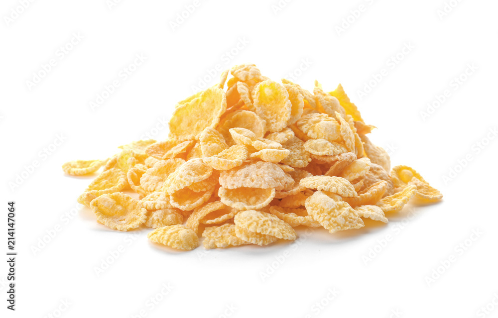 Corn flakes on white background. Healthy grains and cereals Corn flakes on white background. Healthy grains and cereals