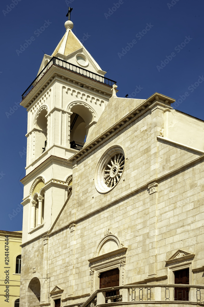 Foreshortened Cathedral of S. Maria Assunta in Minervino Murge. Apulia, Italy