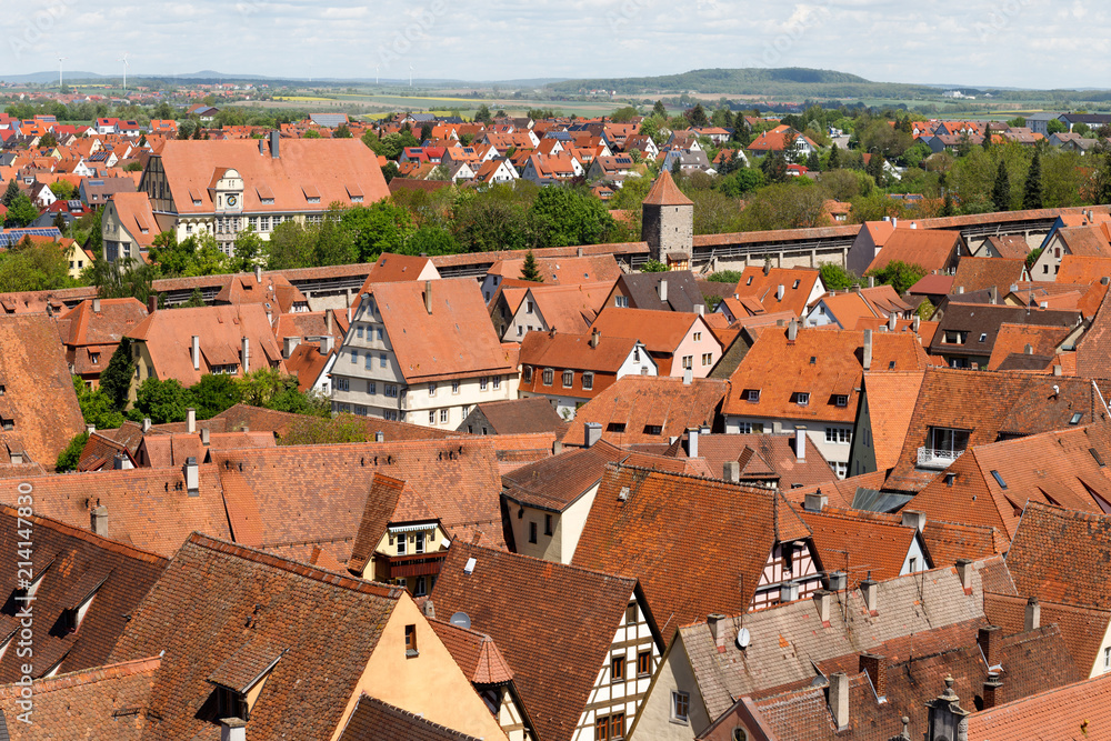 Top view of the panorama of Rothenburg-on-Tauber, Bavaria, Germany.
