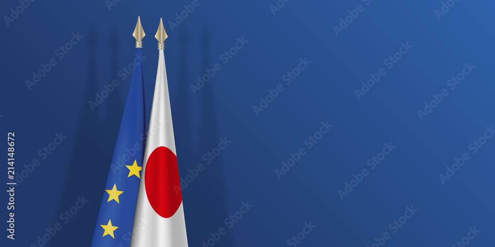 Φωτογραφία drapeau - Europe - Japon - européen - japonais - présentation - fond - économie