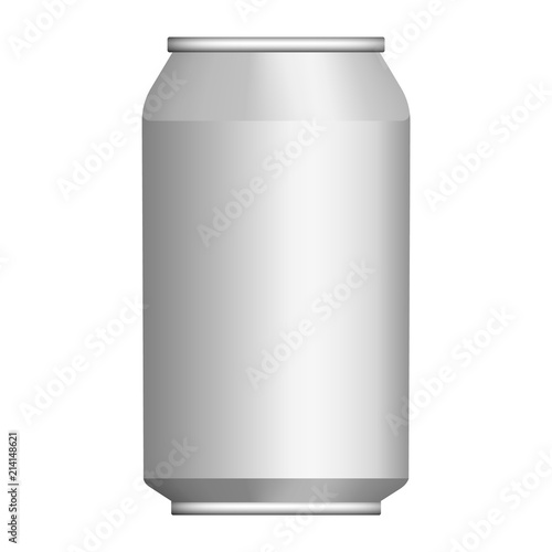 Beer tin can mockup. Realistic illustration of beer tin can vector mockup for web design isolated on white background