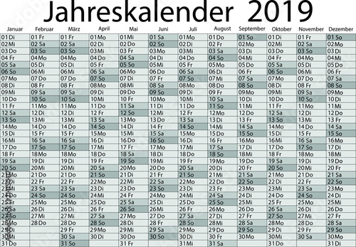 Jahreskalender 2019