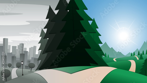 Road Fork and City Break Getaway Concept