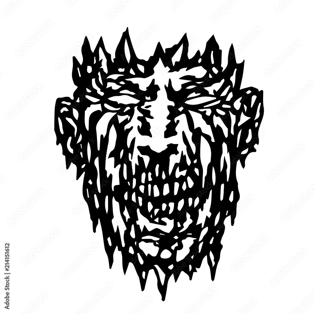 Fototapeta premium Evil monster face. Vector illustration.