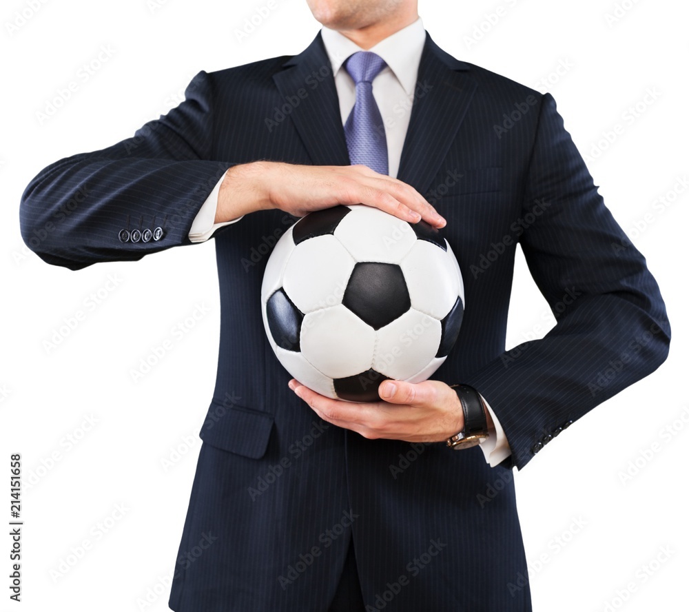Businessman Holding a Soccer Ball